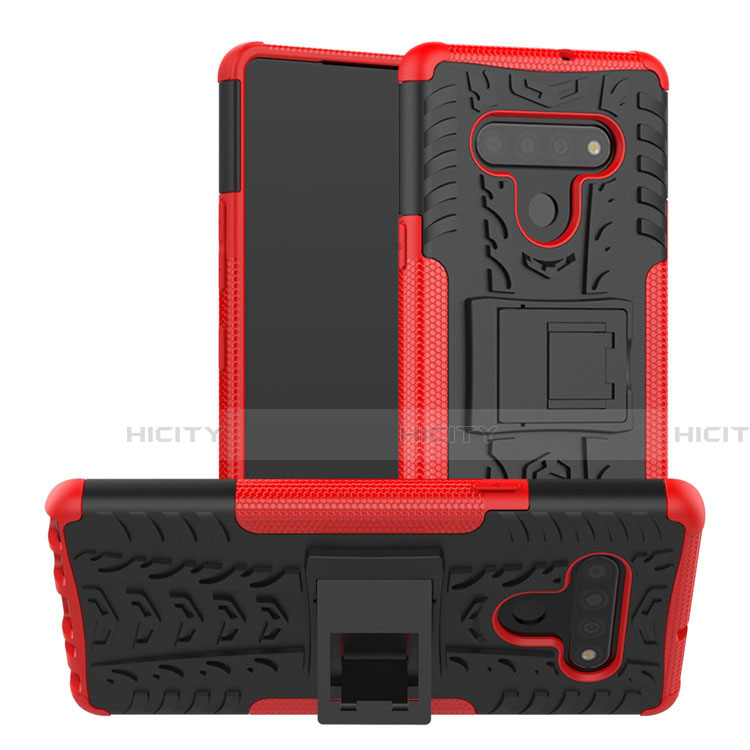 Funda Bumper Silicona y Plastico Mate Carcasa con Soporte para LG Stylo 6 Rojo