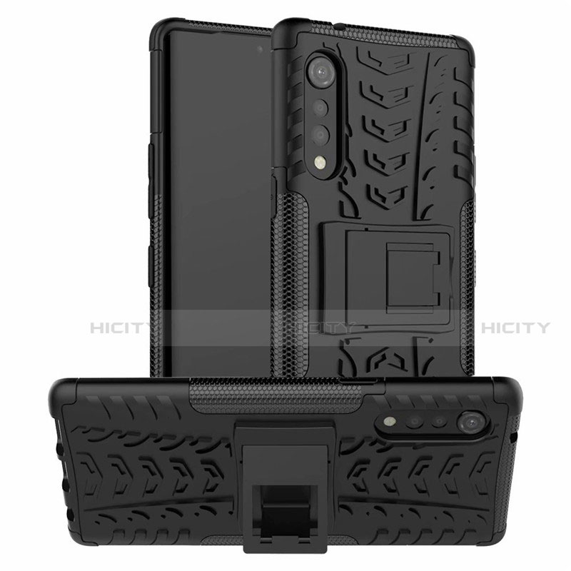 Funda Bumper Silicona y Plastico Mate Carcasa con Soporte para LG Velvet 5G