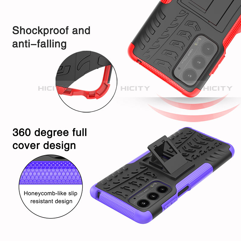 Funda Bumper Silicona y Plastico Mate Carcasa con Soporte para Motorola Moto Edge (2021) 5G