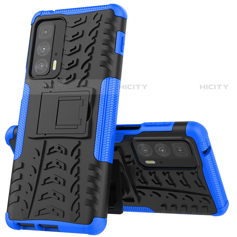 Funda Bumper Silicona y Plastico Mate Carcasa con Soporte para Motorola Moto Edge S Pro 5G Azul