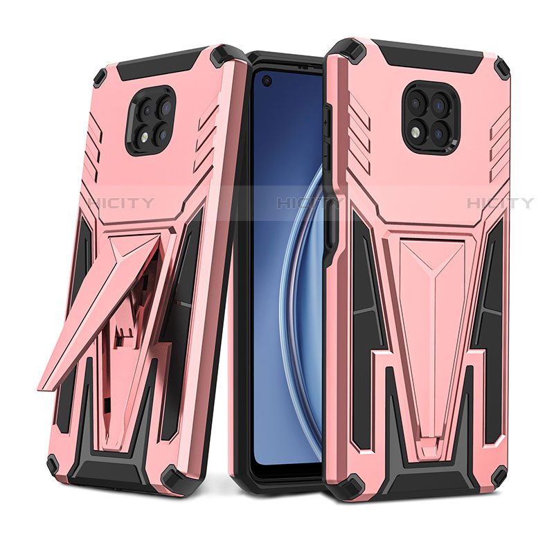 Funda Bumper Silicona y Plastico Mate Carcasa con Soporte para Motorola Moto G Power (2021)