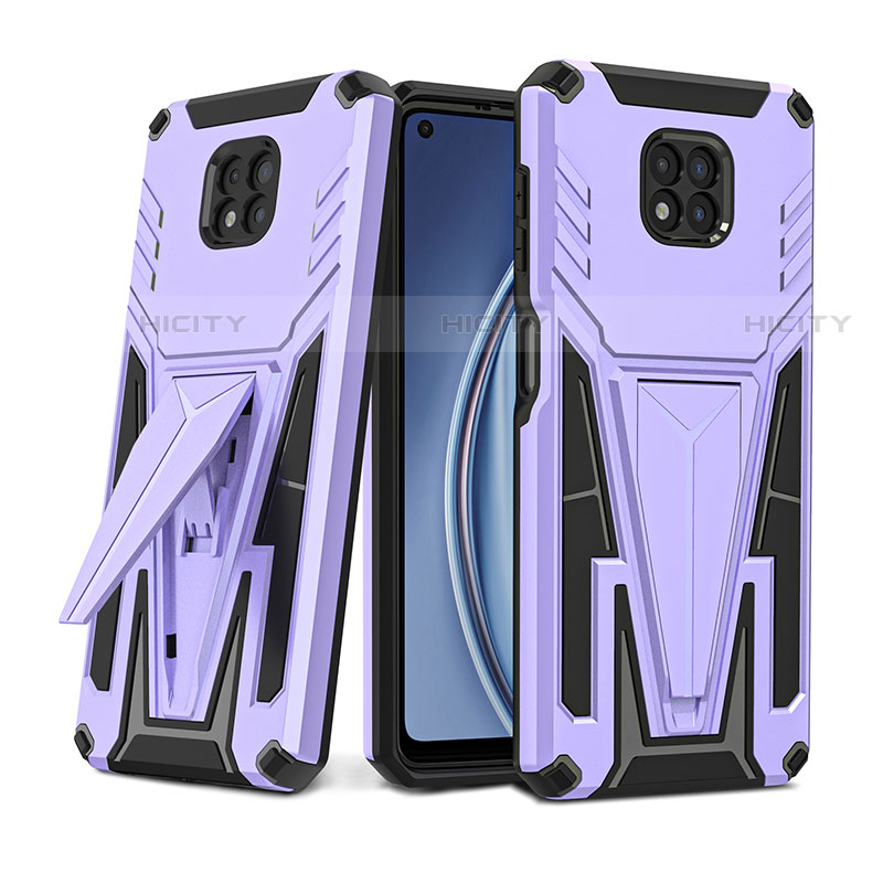 Funda Bumper Silicona y Plastico Mate Carcasa con Soporte para Motorola Moto G Power (2021)