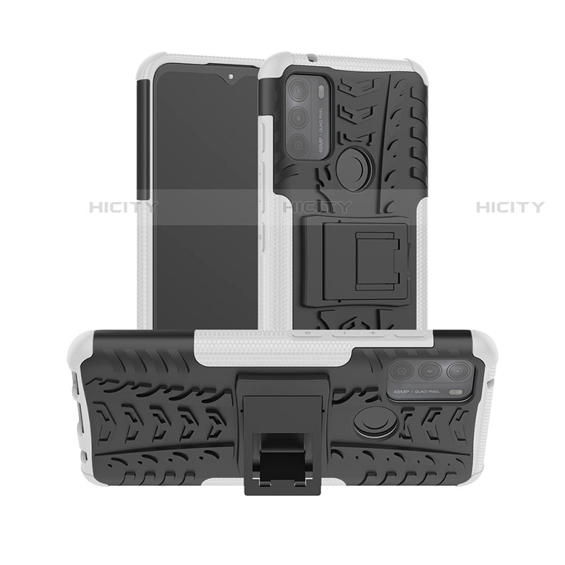 Funda Bumper Silicona y Plastico Mate Carcasa con Soporte para Motorola Moto G50