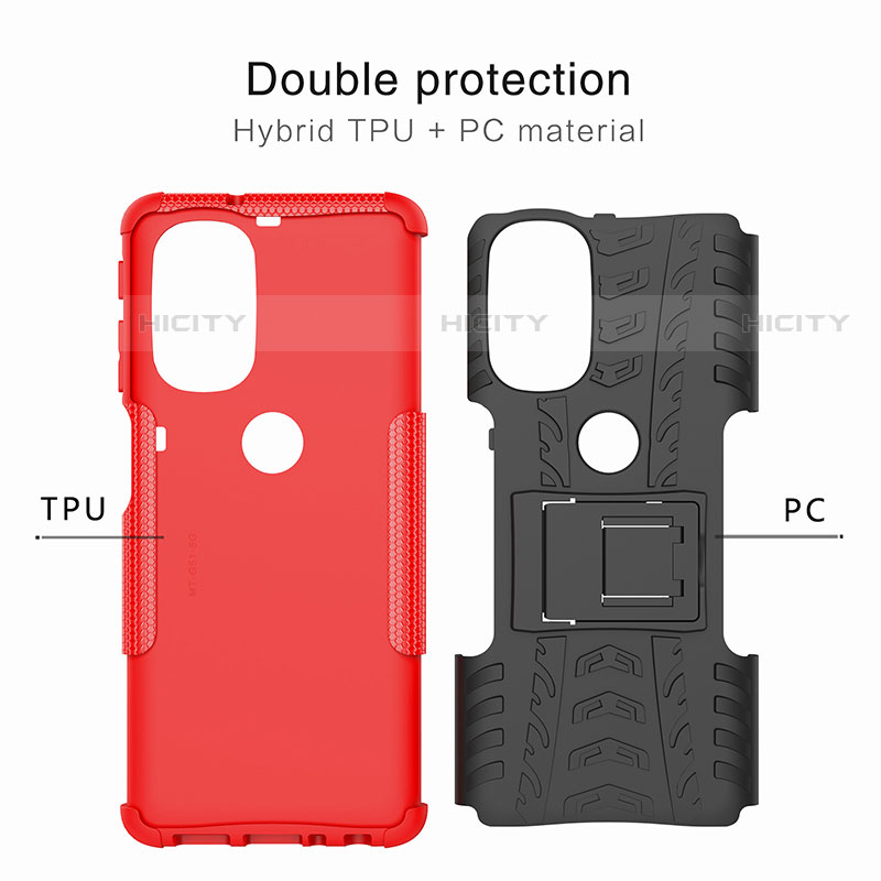 Funda Bumper Silicona y Plastico Mate Carcasa con Soporte para Motorola Moto G51 5G