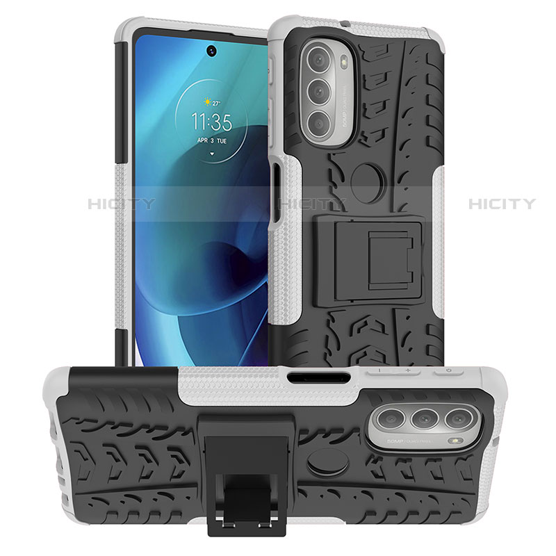 Funda Bumper Silicona y Plastico Mate Carcasa con Soporte para Motorola Moto G51 5G