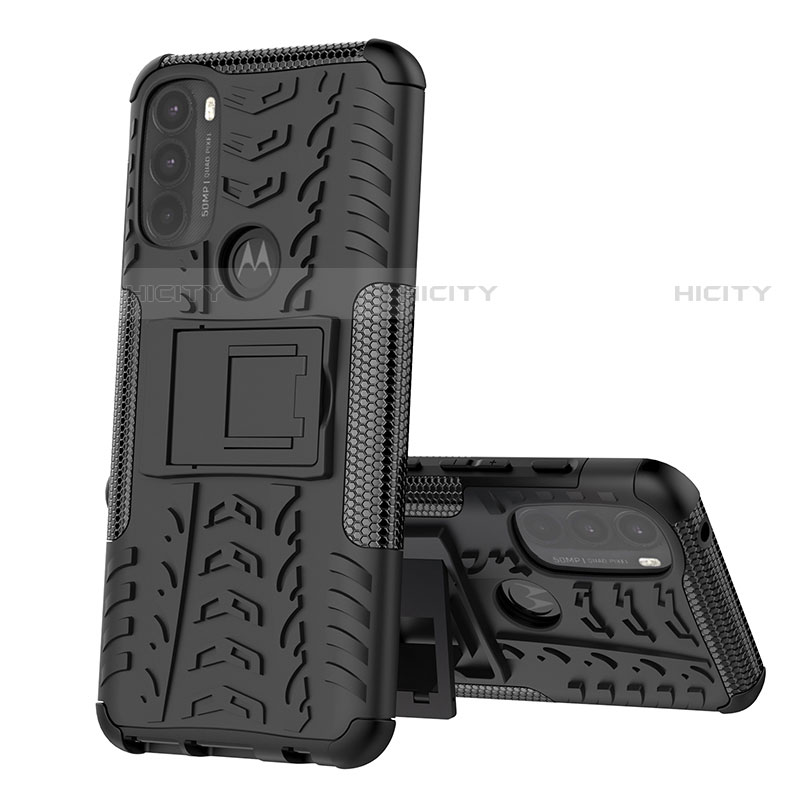 Funda Bumper Silicona y Plastico Mate Carcasa con Soporte para Motorola Moto G71 5G