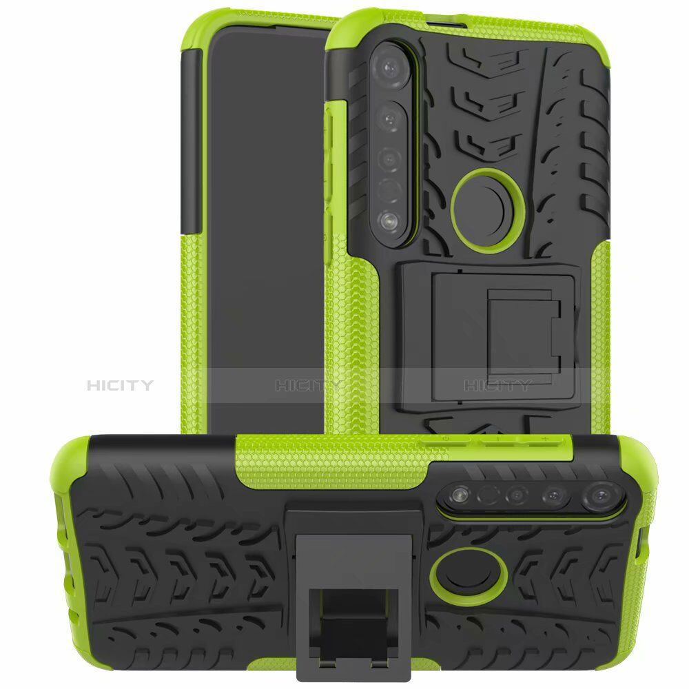 Funda Bumper Silicona y Plastico Mate Carcasa con Soporte para Motorola Moto G8 Plus