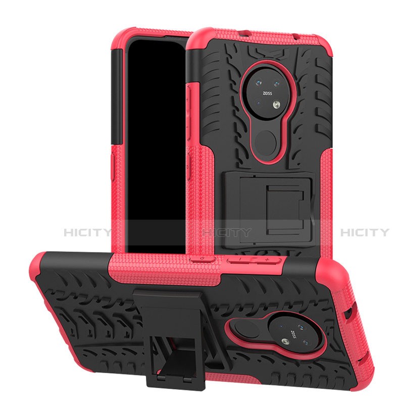 Funda Bumper Silicona y Plastico Mate Carcasa con Soporte para Nokia 6.2 Rosa