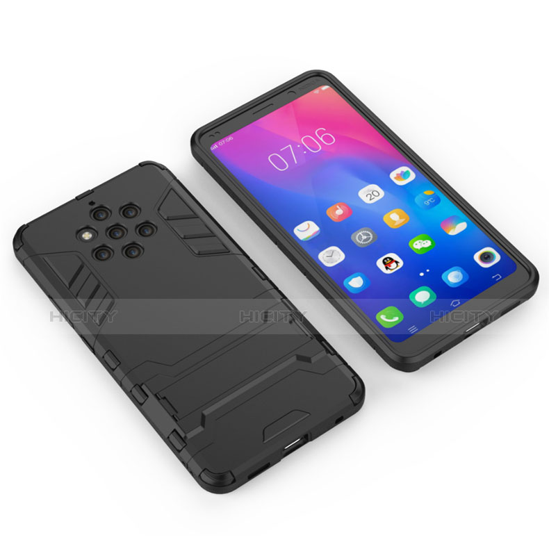 Funda Bumper Silicona y Plastico Mate Carcasa con Soporte para Nokia 9 PureView