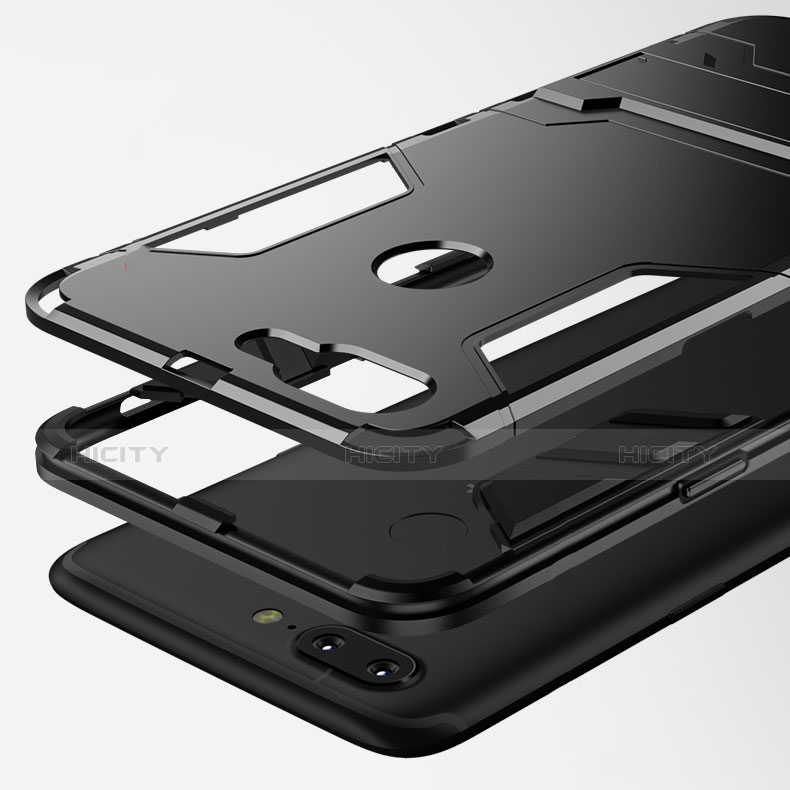 Funda Bumper Silicona y Plastico Mate Carcasa con Soporte para OnePlus 5T A5010
