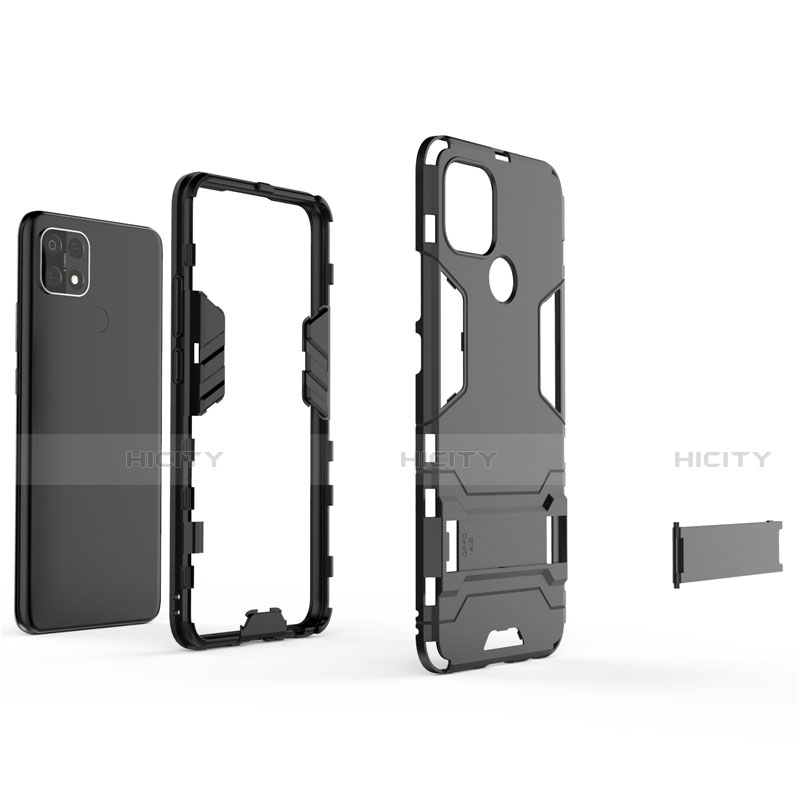 Funda Bumper Silicona y Plastico Mate Carcasa con Soporte para Oppo A15