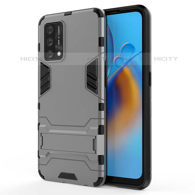 Funda Bumper Silicona y Plastico Mate Carcasa con Soporte para Oppo A74 4G