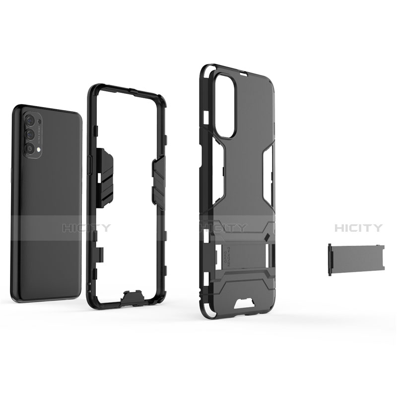 Funda Bumper Silicona y Plastico Mate Carcasa con Soporte para Oppo Reno4 4G