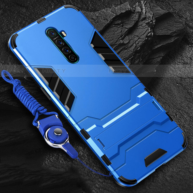 Funda Bumper Silicona y Plastico Mate Carcasa con Soporte para Realme X2 Pro Azul