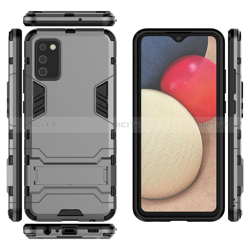 Funda Bumper Silicona y Plastico Mate Carcasa con Soporte para Samsung Galaxy A02s