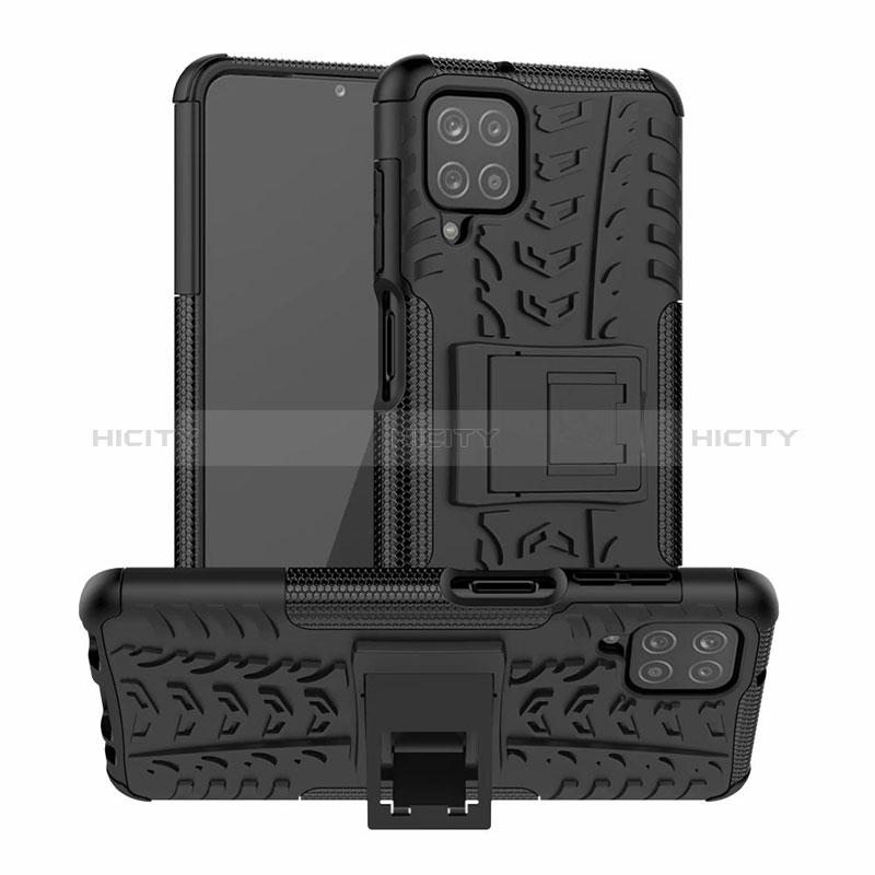 Funda Bumper Silicona y Plastico Mate Carcasa con Soporte para Samsung Galaxy A12 Nacho