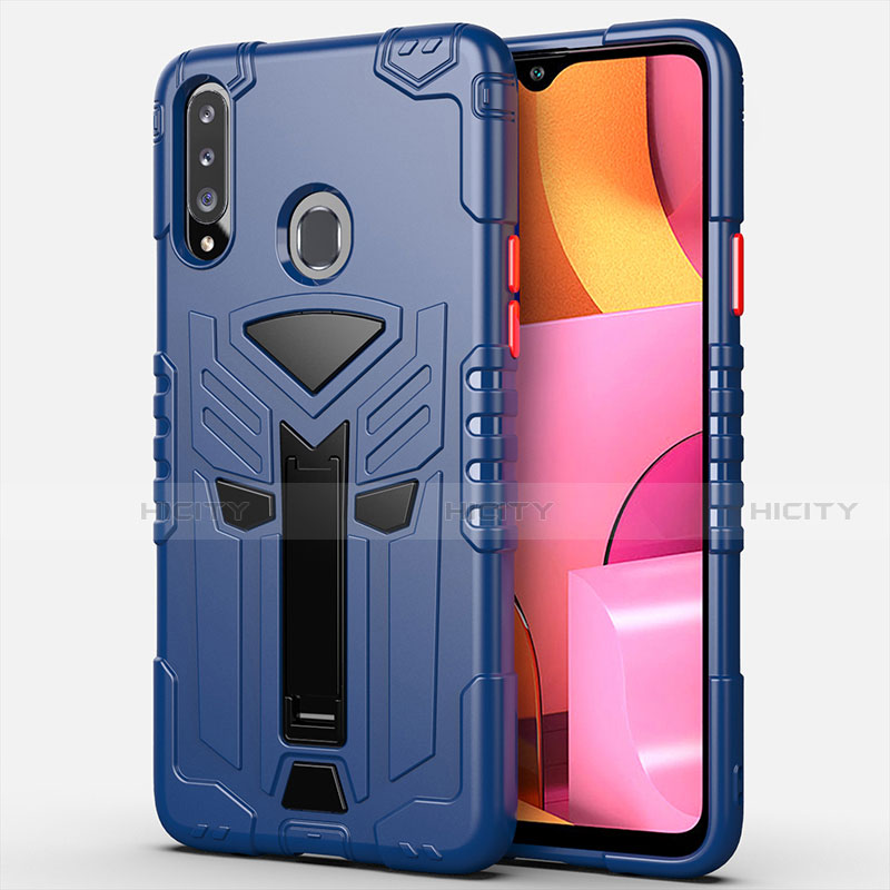 Funda Bumper Silicona y Plastico Mate Carcasa con Soporte para Samsung Galaxy A20s