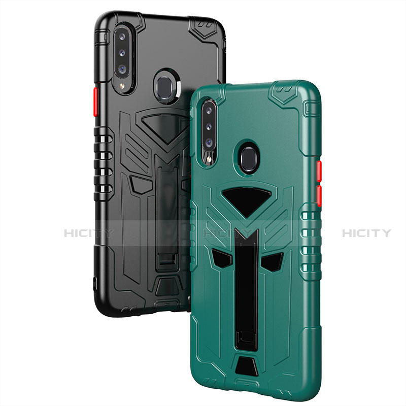 Funda Bumper Silicona y Plastico Mate Carcasa con Soporte para Samsung Galaxy A20s