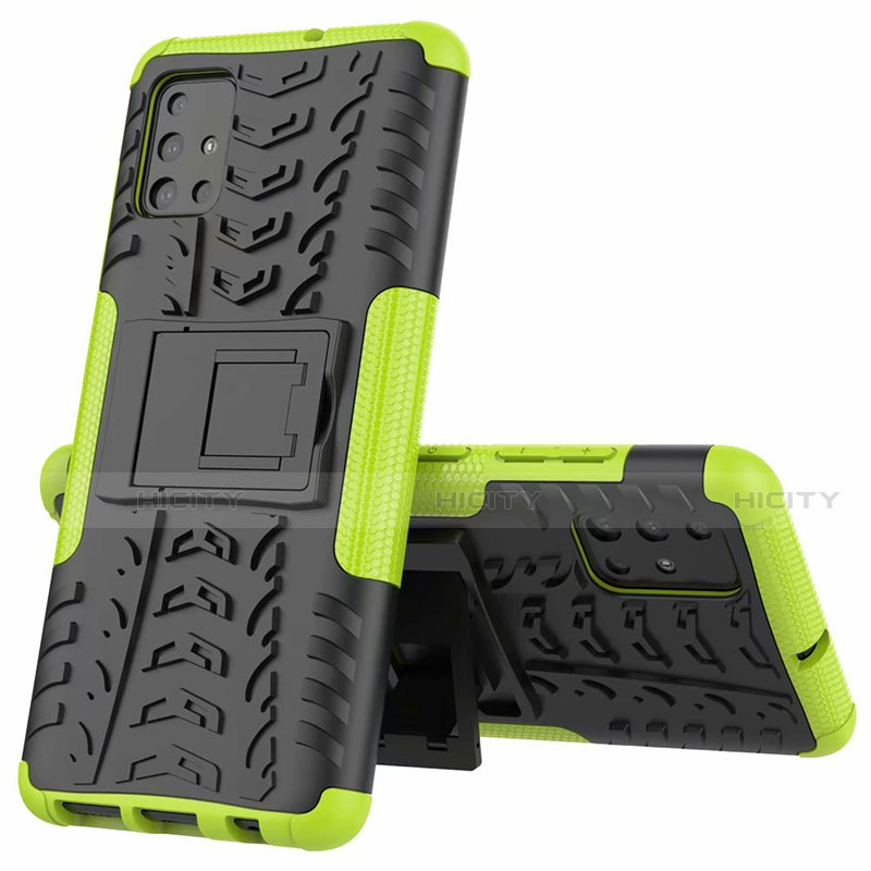 Funda Bumper Silicona y Plastico Mate Carcasa con Soporte para Samsung Galaxy A51 4G Verde