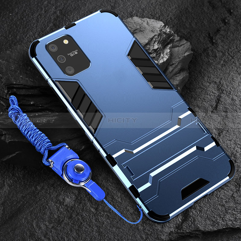 Funda Bumper Silicona y Plastico Mate Carcasa con Soporte para Samsung Galaxy A91