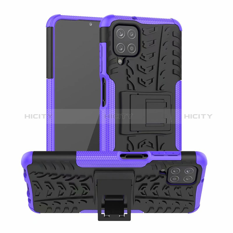 Funda Bumper Silicona y Plastico Mate Carcasa con Soporte para Samsung Galaxy F12