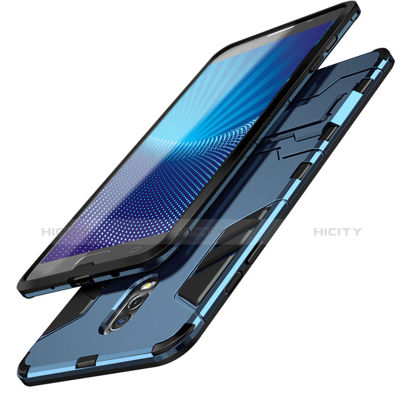 Funda Bumper Silicona y Plastico Mate Carcasa con Soporte para Samsung Galaxy J7 Plus