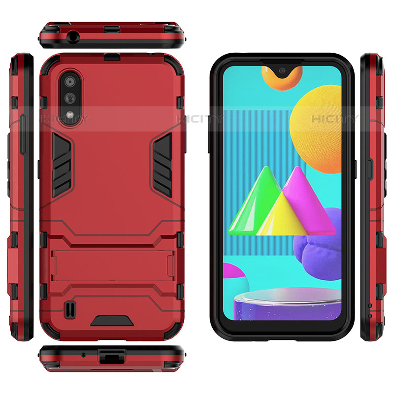 Funda Bumper Silicona y Plastico Mate Carcasa con Soporte para Samsung Galaxy M01