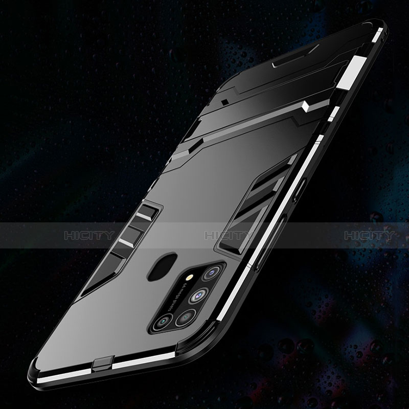 Funda Bumper Silicona y Plastico Mate Carcasa con Soporte para Samsung Galaxy M31 Prime Edition
