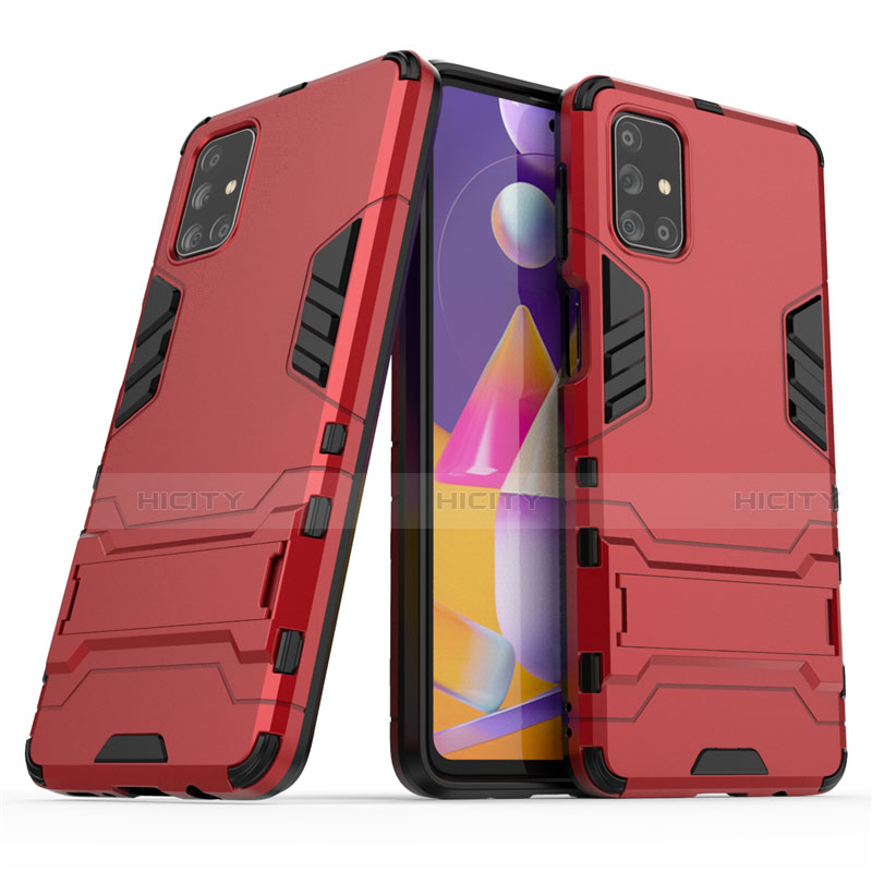 Funda Bumper Silicona y Plastico Mate Carcasa con Soporte para Samsung Galaxy M31s