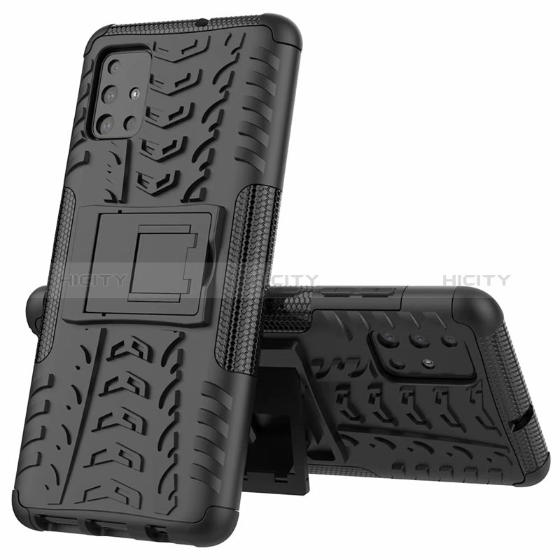 Funda Bumper Silicona y Plastico Mate Carcasa con Soporte para Samsung Galaxy M40S Negro