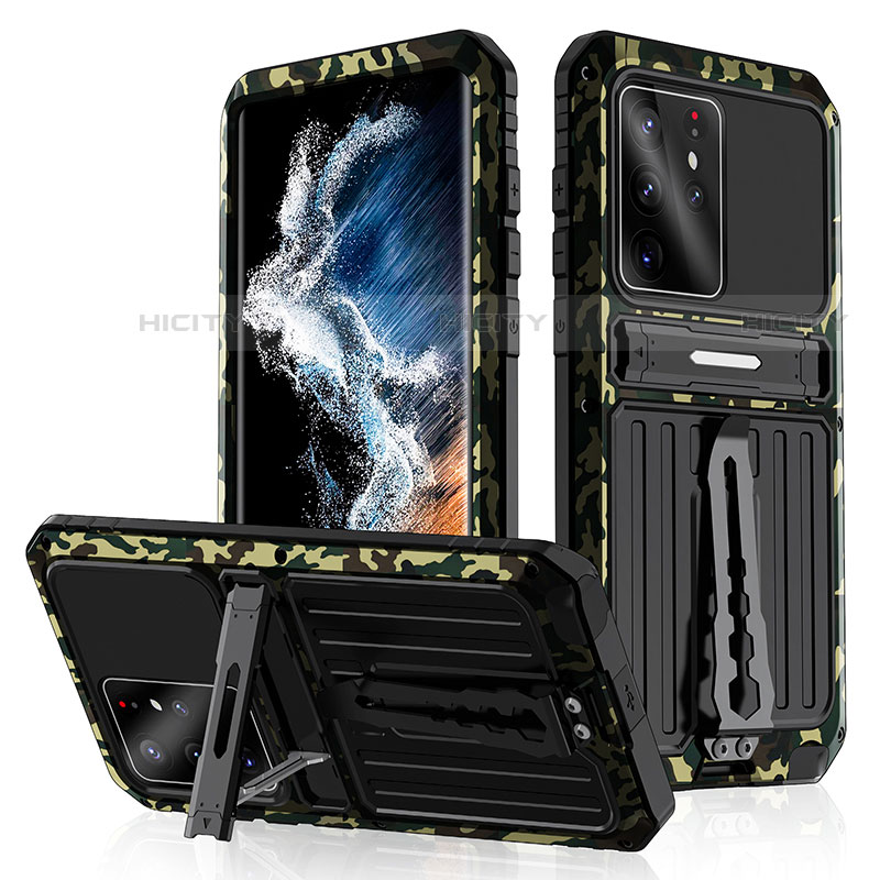 Funda Bumper Silicona y Plastico Mate Carcasa con Soporte para Samsung Galaxy S22 Ultra 5G
