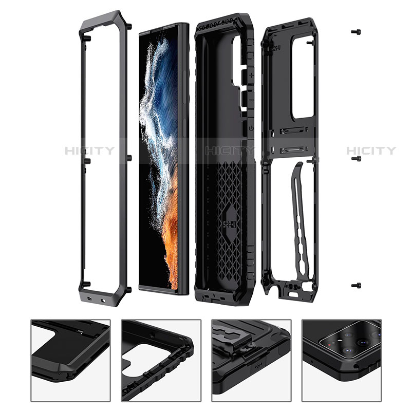 Funda Bumper Silicona y Plastico Mate Carcasa con Soporte para Samsung Galaxy S22 Ultra 5G