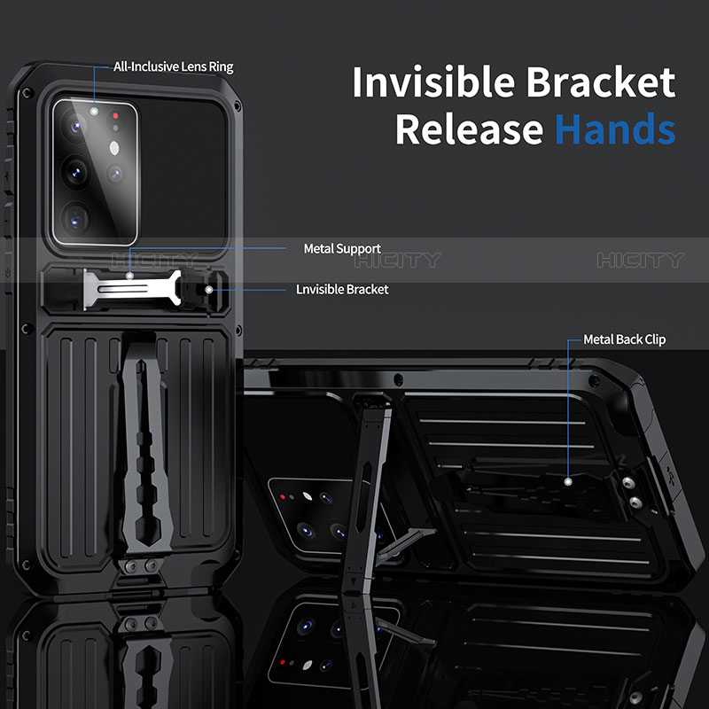 Funda Bumper Silicona y Plastico Mate Carcasa con Soporte para Samsung Galaxy S22 Ultra 5G