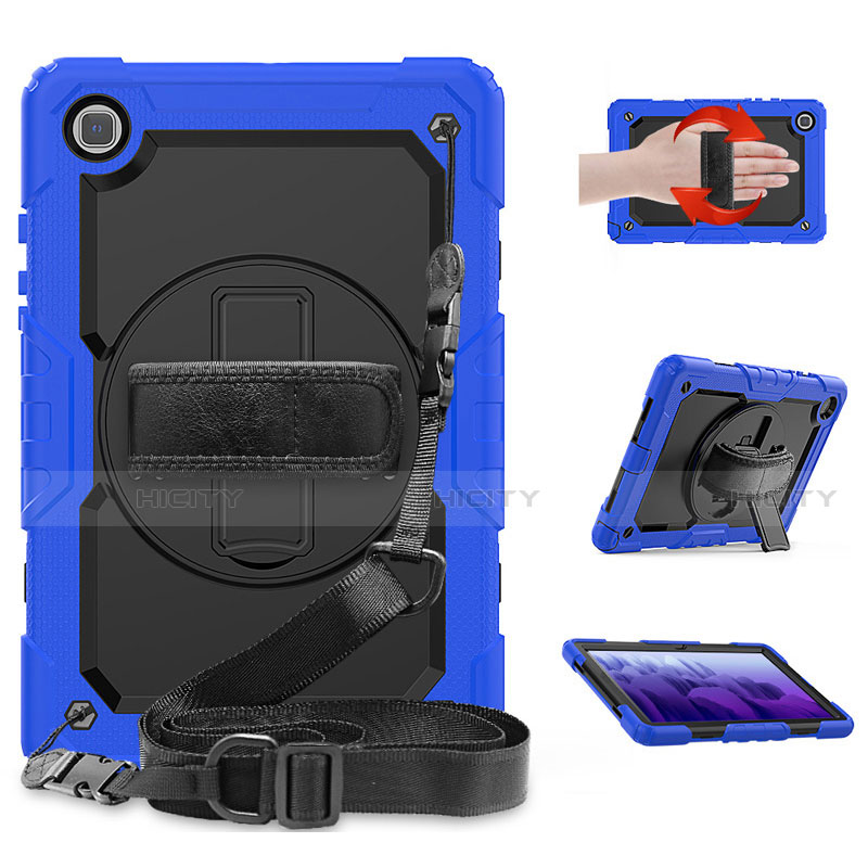 Funda Bumper Silicona y Plastico Mate Carcasa con Soporte para Samsung Galaxy Tab A7 4G 10.4 SM-T505 Azul