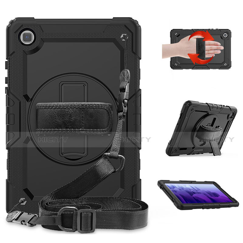 Funda Bumper Silicona y Plastico Mate Carcasa con Soporte para Samsung Galaxy Tab A7 4G 10.4 SM-T505 Negro