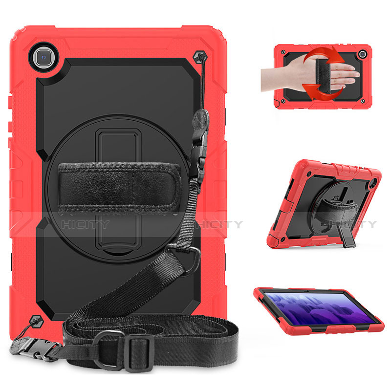 Funda Bumper Silicona y Plastico Mate Carcasa con Soporte para Samsung Galaxy Tab A7 4G 10.4 SM-T505 Rojo