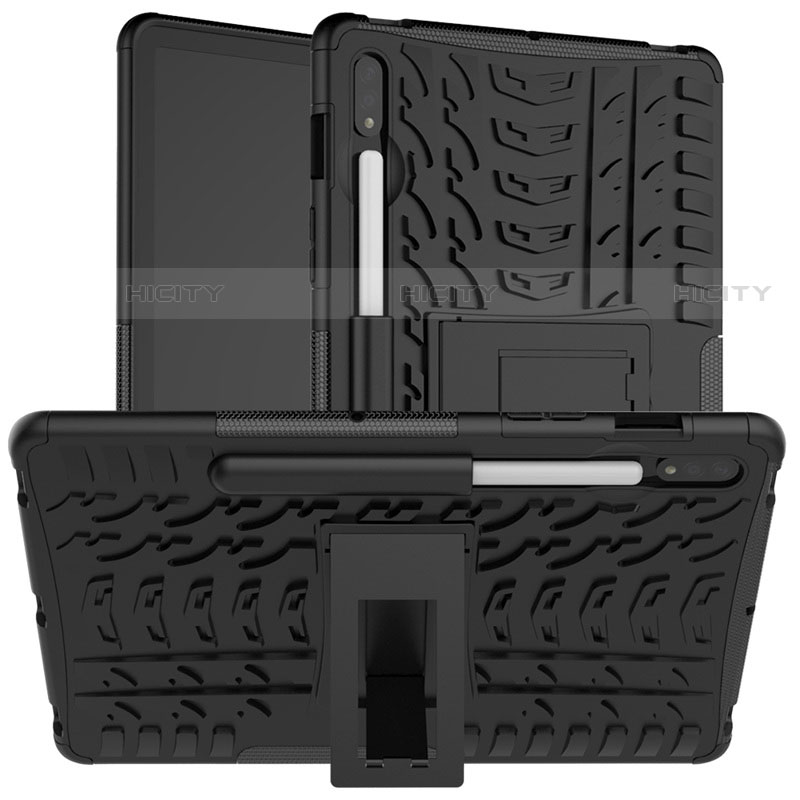 Funda Bumper Silicona y Plastico Mate Carcasa con Soporte para Samsung Galaxy Tab S7 11 Wi-Fi SM-T870