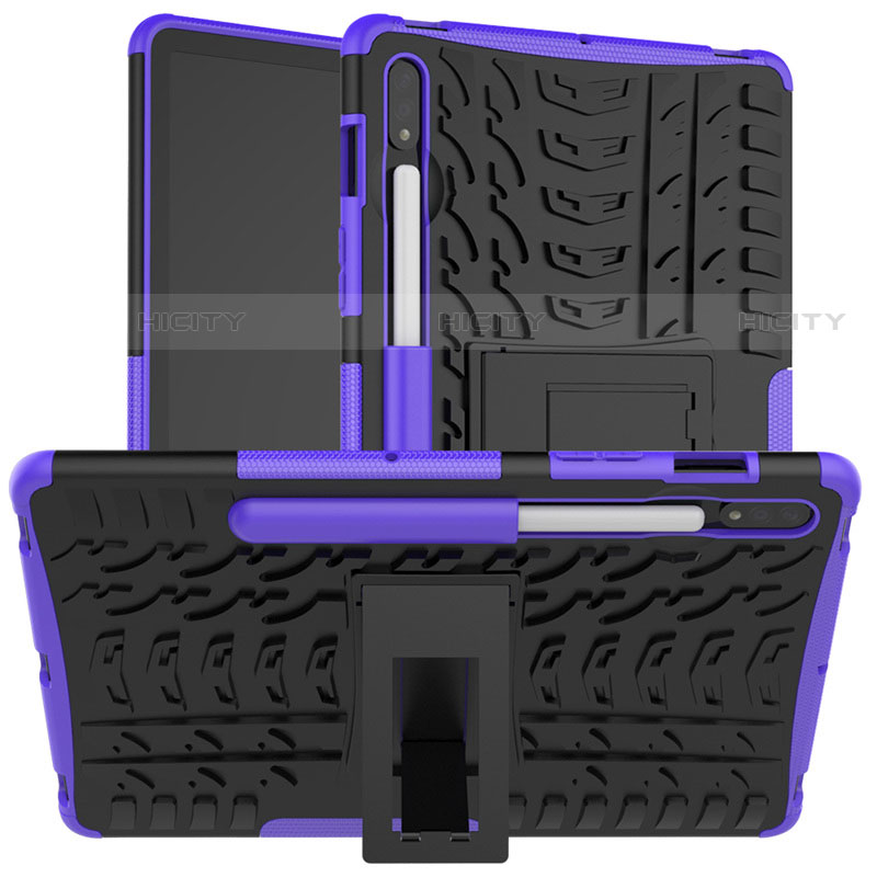 Funda Bumper Silicona y Plastico Mate Carcasa con Soporte para Samsung Galaxy Tab S7 4G 11 SM-T875