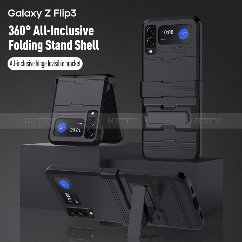 Funda Bumper Silicona y Plastico Mate Carcasa con Soporte para Samsung Galaxy Z Flip3 5G