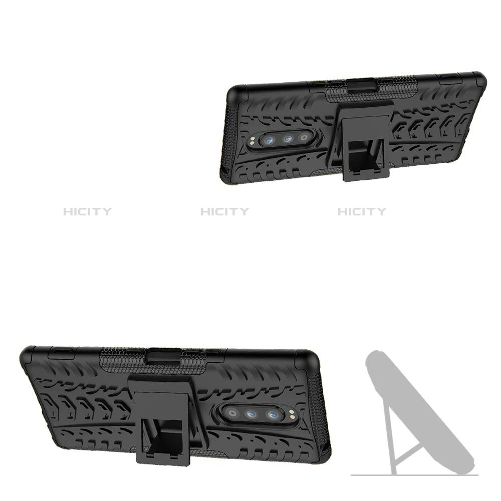 Funda Bumper Silicona y Plastico Mate Carcasa con Soporte para Sony Xperia 1