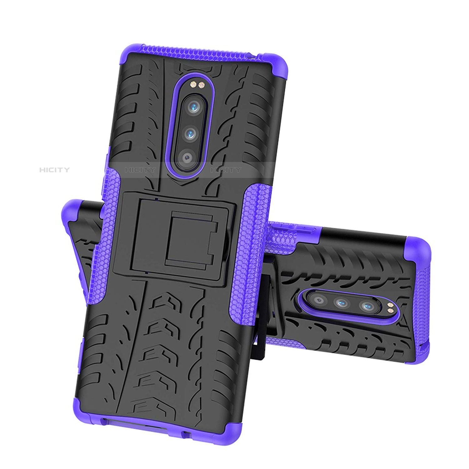 Funda Bumper Silicona y Plastico Mate Carcasa con Soporte para Sony Xperia 1