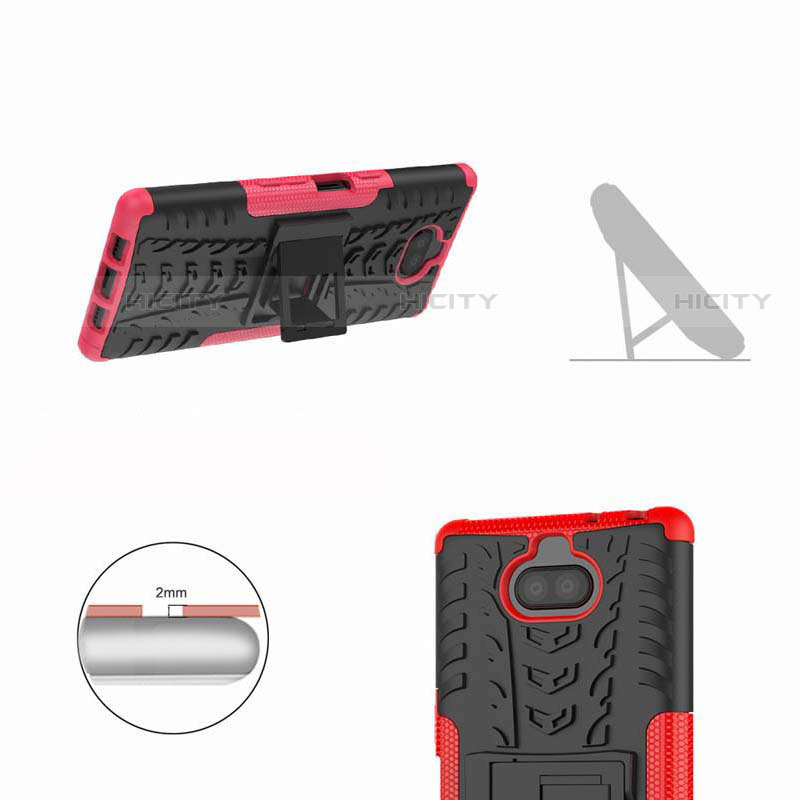 Funda Bumper Silicona y Plastico Mate Carcasa con Soporte para Sony Xperia 10