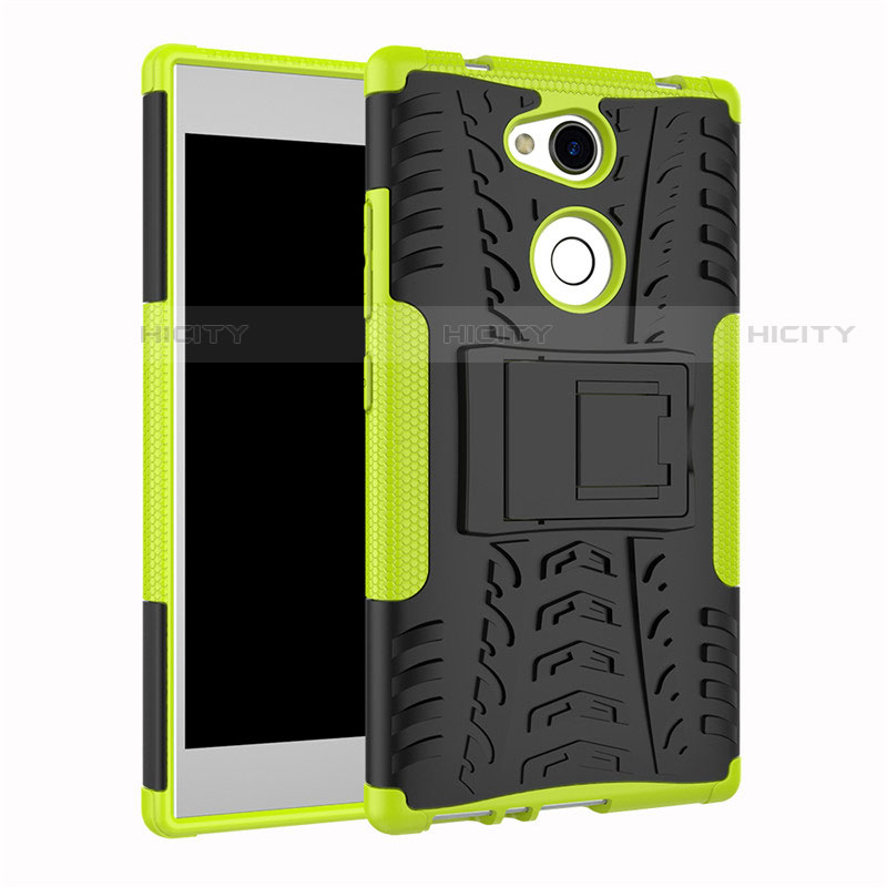 Funda Bumper Silicona y Plastico Mate Carcasa con Soporte para Sony Xperia L2 Verde