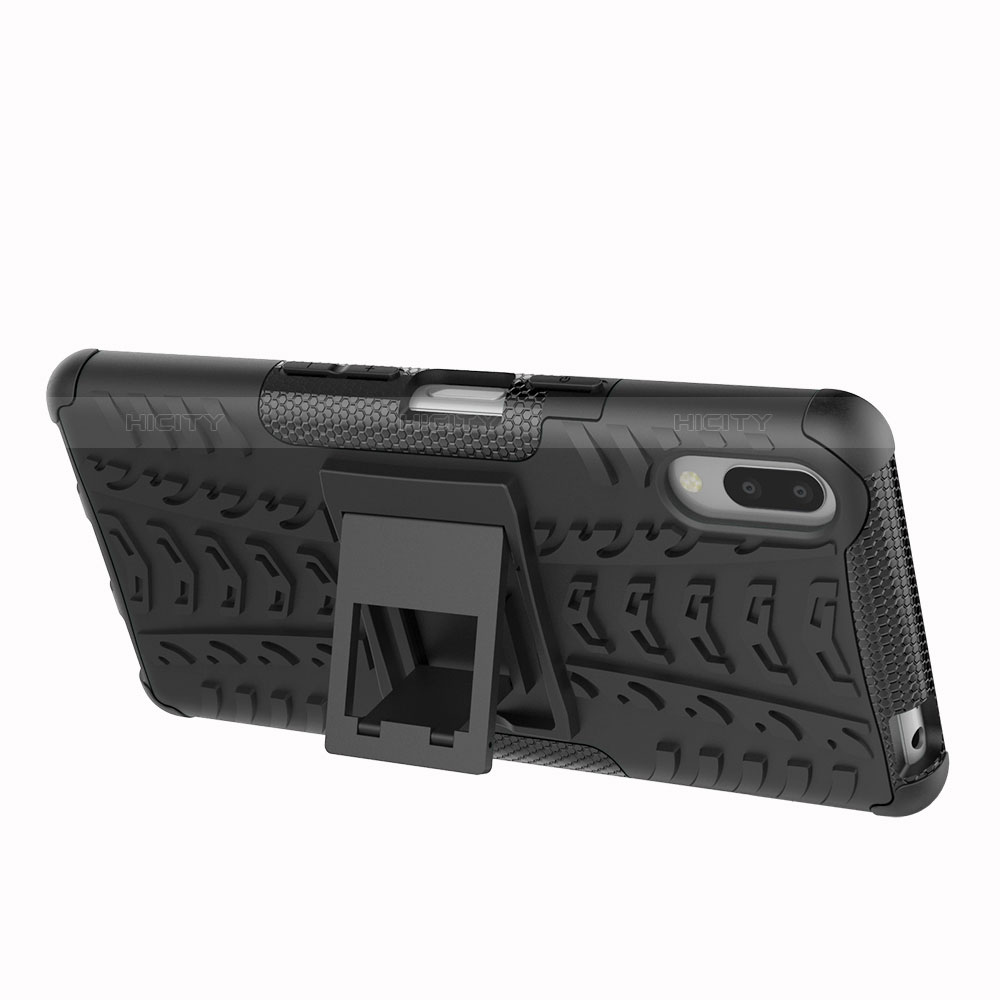 Funda Bumper Silicona y Plastico Mate Carcasa con Soporte para Sony Xperia L3