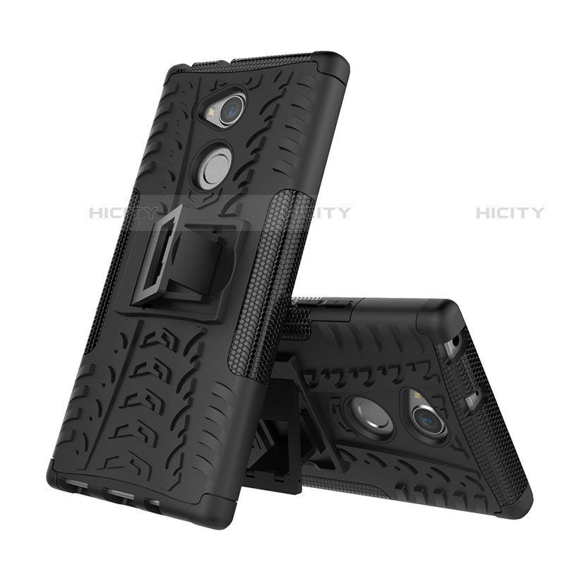 Funda Bumper Silicona y Plastico Mate Carcasa con Soporte para Sony Xperia XA2