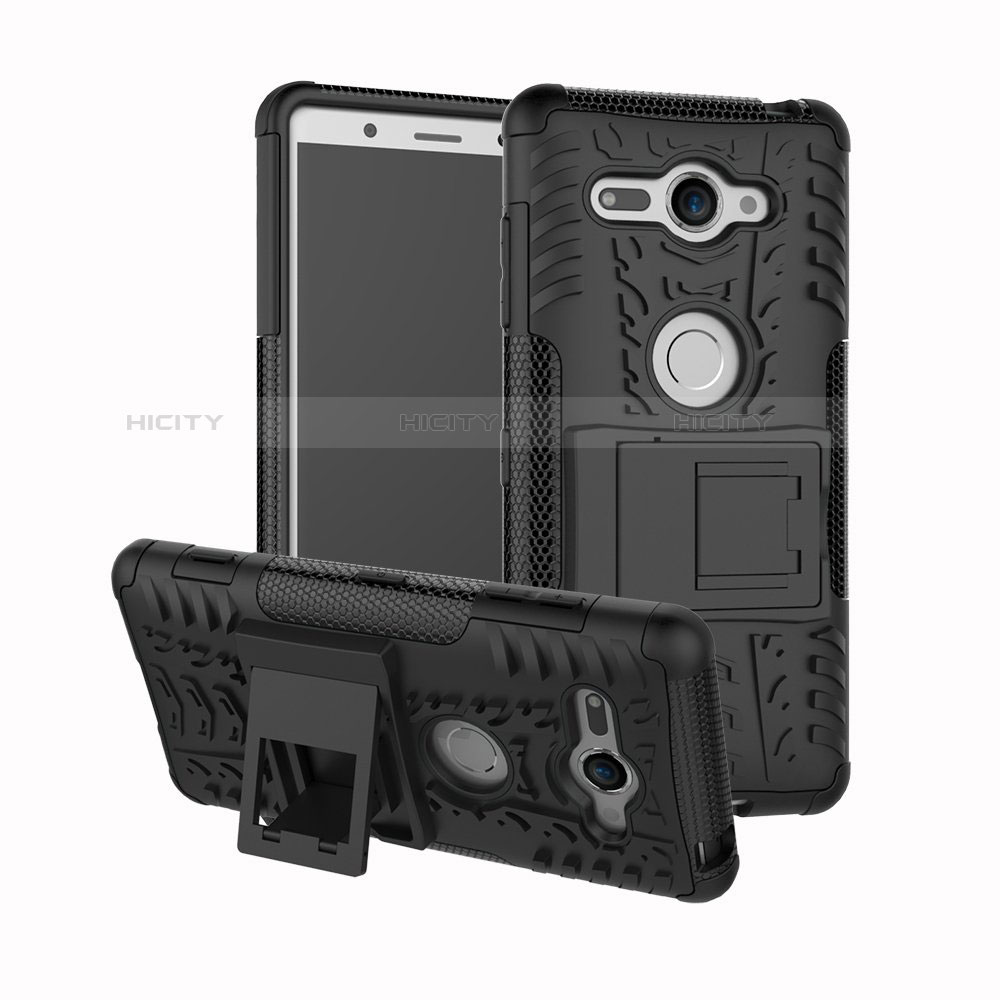 Funda Bumper Silicona y Plastico Mate Carcasa con Soporte para Sony Xperia XZ2 Compact