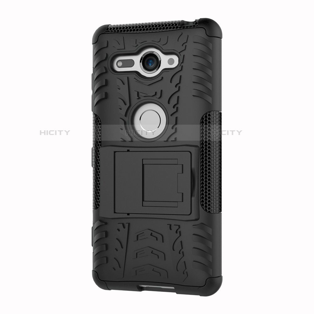 Funda Bumper Silicona y Plastico Mate Carcasa con Soporte para Sony Xperia XZ2 Compact