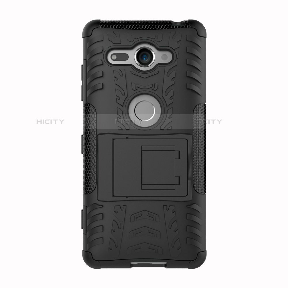 Funda Bumper Silicona y Plastico Mate Carcasa con Soporte para Sony Xperia XZ2 Compact