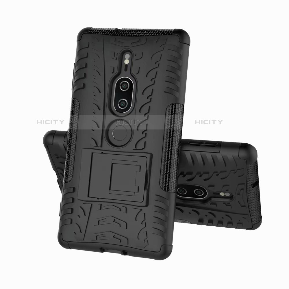 Funda Bumper Silicona y Plastico Mate Carcasa con Soporte para Sony Xperia XZ2 Premium