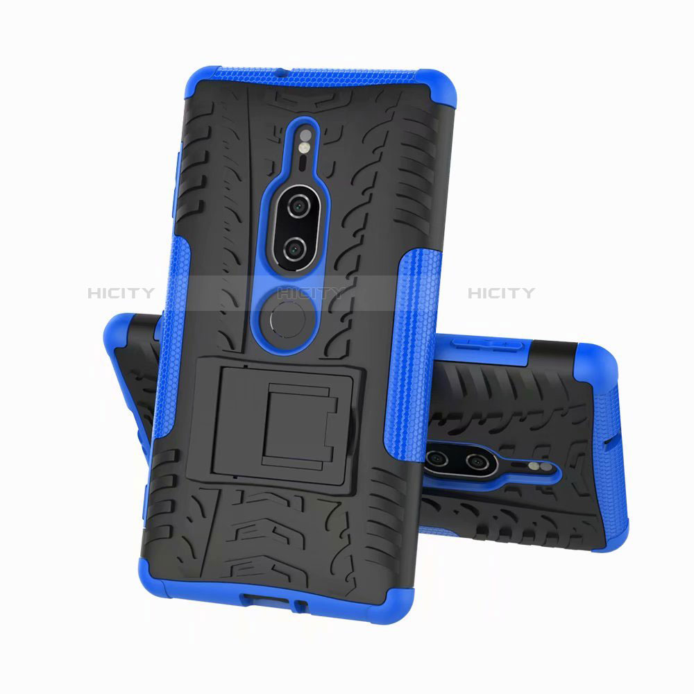 Funda Bumper Silicona y Plastico Mate Carcasa con Soporte para Sony Xperia XZ2 Premium